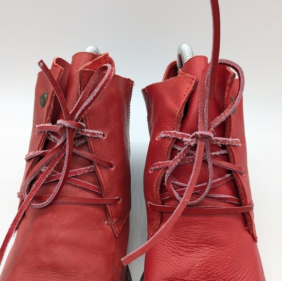 Red Leather Ankle Boots - Picture 3 of 12